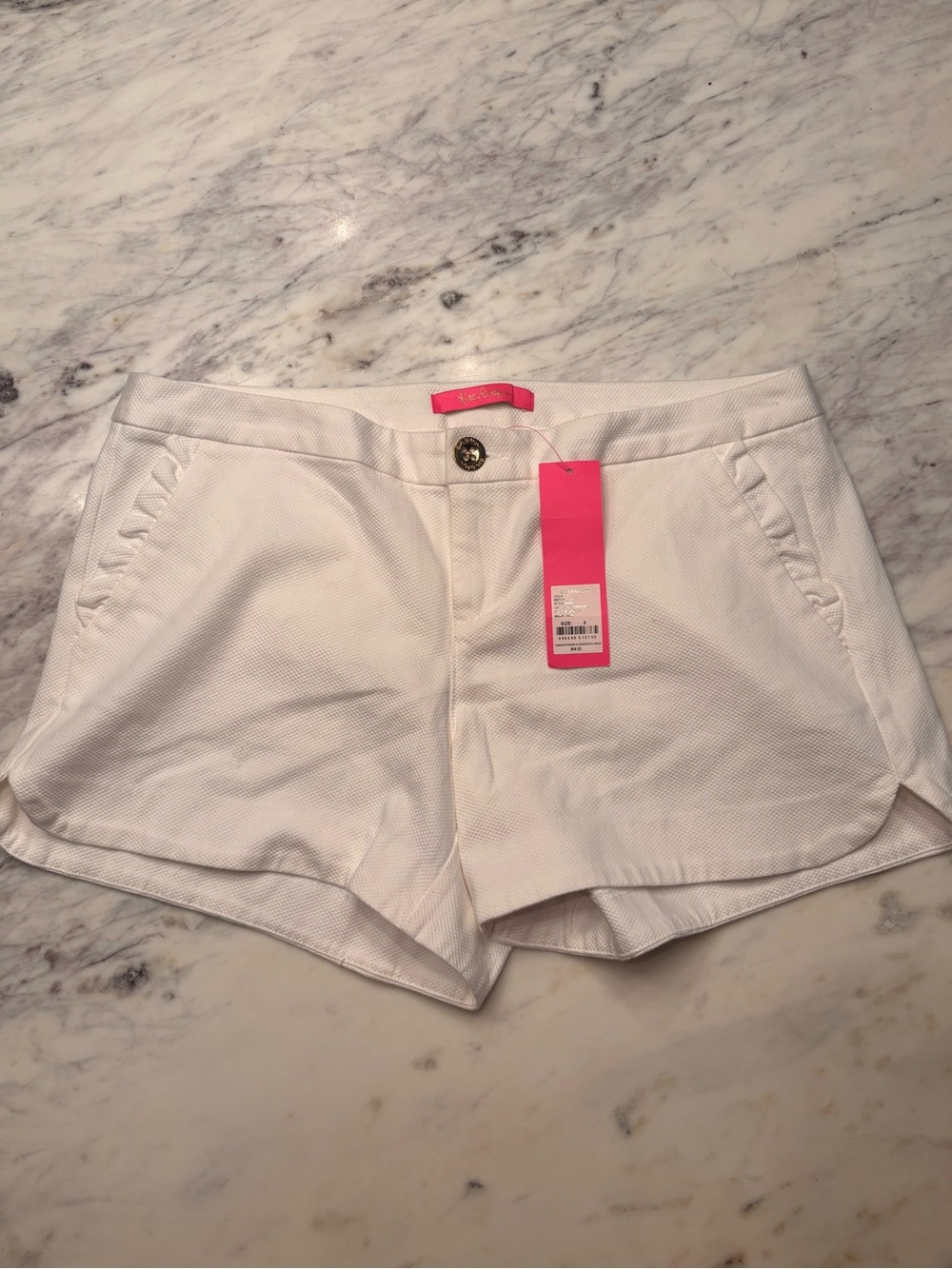 Lilly Pulitzer Adie ruffle pocket stretch shorts white size 8 NWT